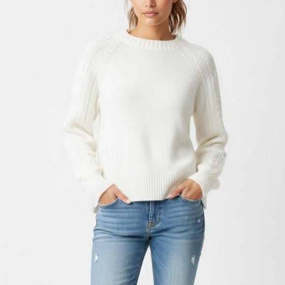 Elsamanda Sweaters - Elsamanda Anthropologie White Cable-Knit Italian Sweater Wool Alpaca Blend S